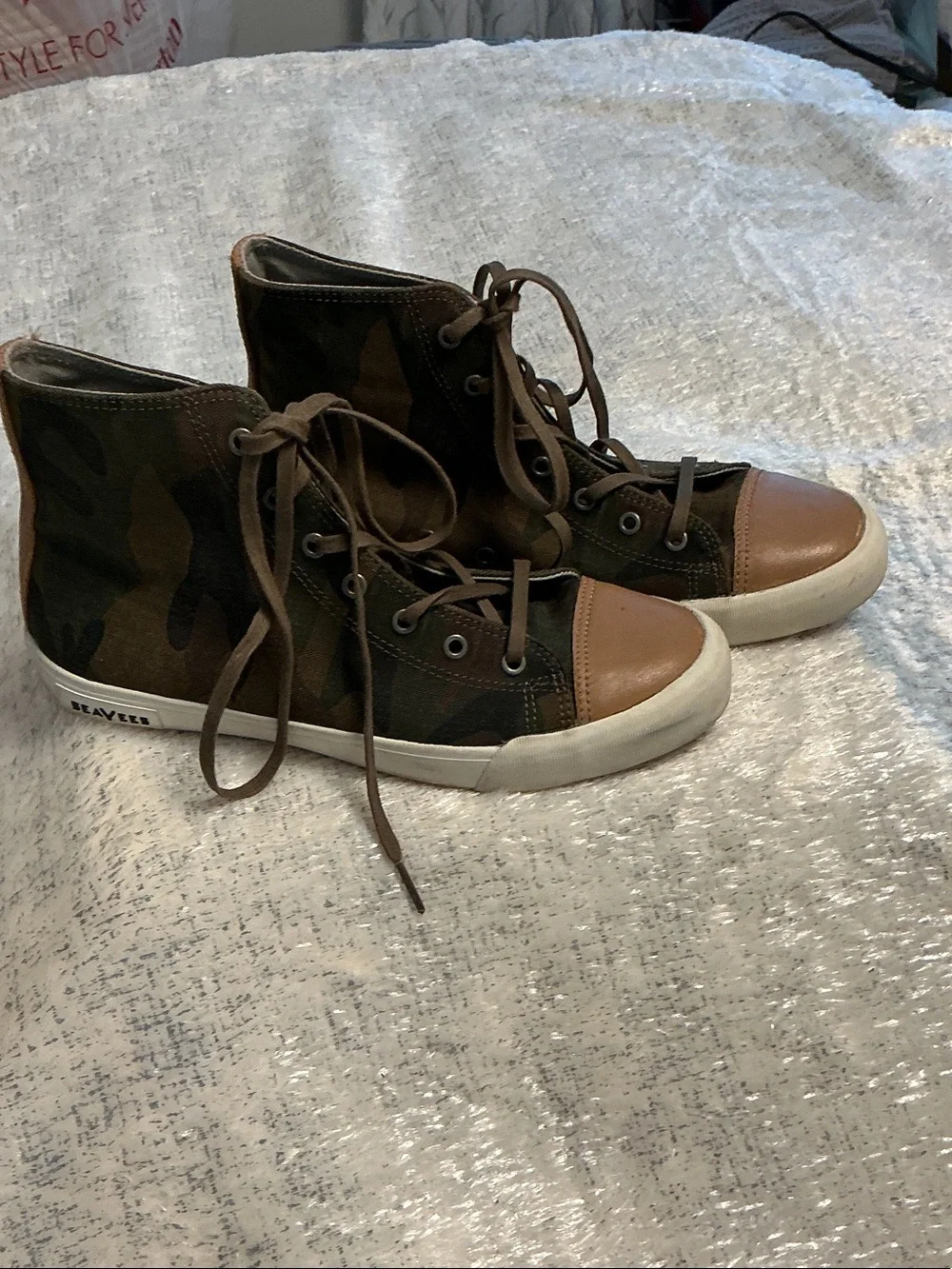 SeaVees Men's High-Top Camo Athletic Sneakers in Brown & Tan
